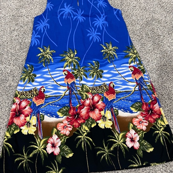 NWOT Tiki Palm Beaded Sequin Blue Beach Tropical Sleeveless Dress Size Medium - Picture 10 of 11
